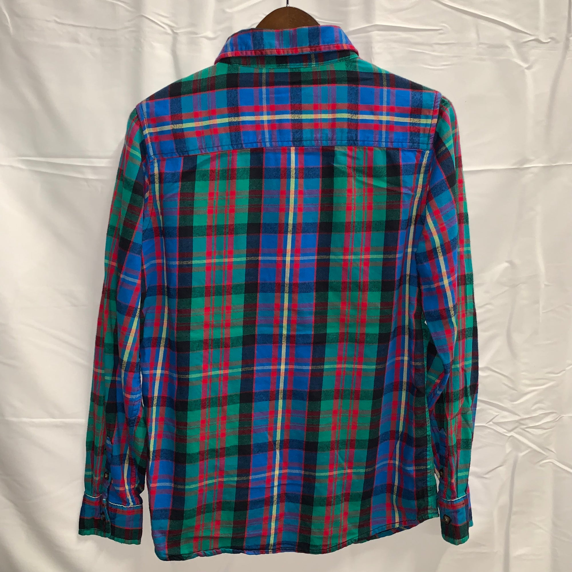【中古】【古着】LAND'S END チェック L/S シャツ ブルー×グリーン×レッド Lサイズ