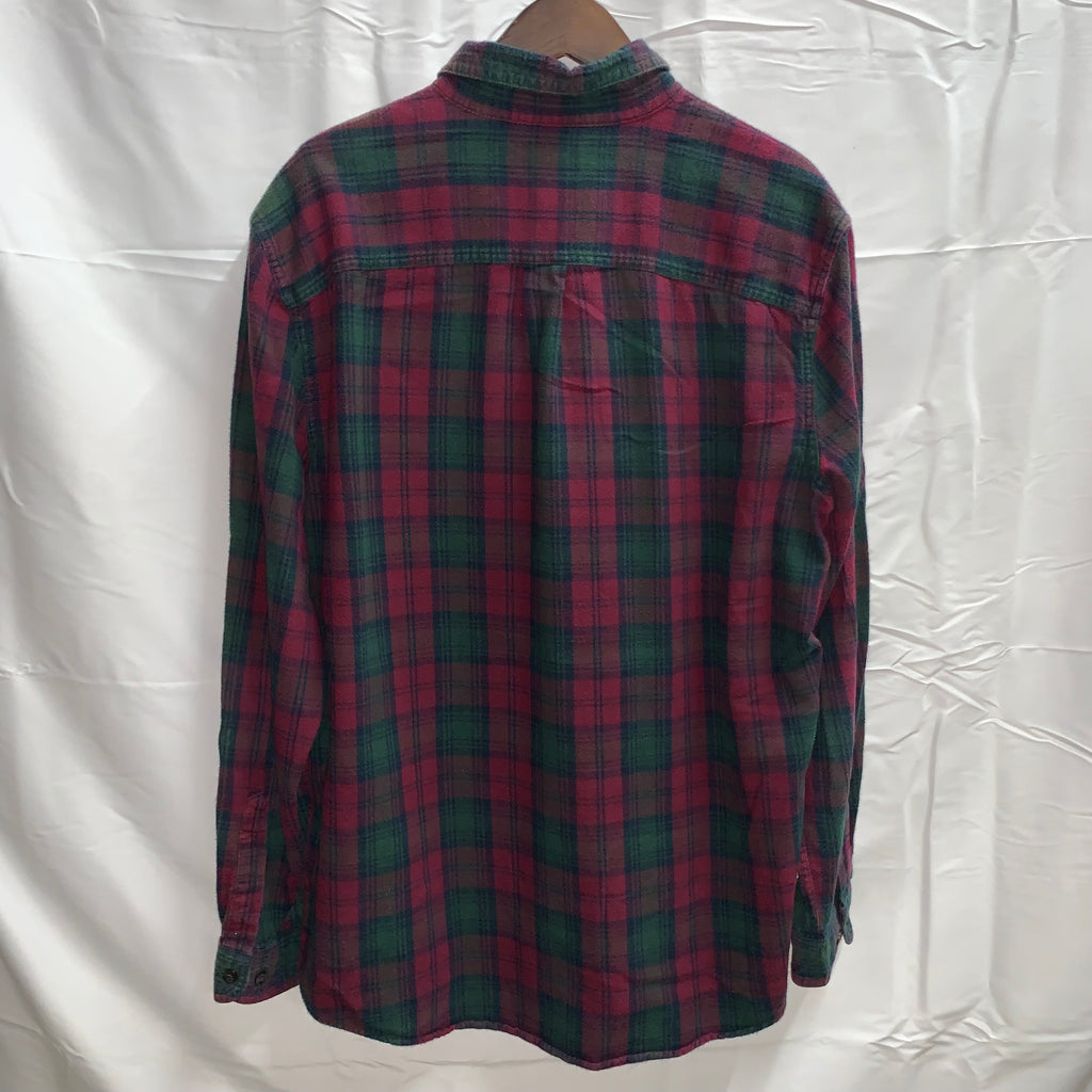 【中古】【古着】L.L.Bean チェック シャツ ボルドー×グリーン×ネイビー Lサイズ