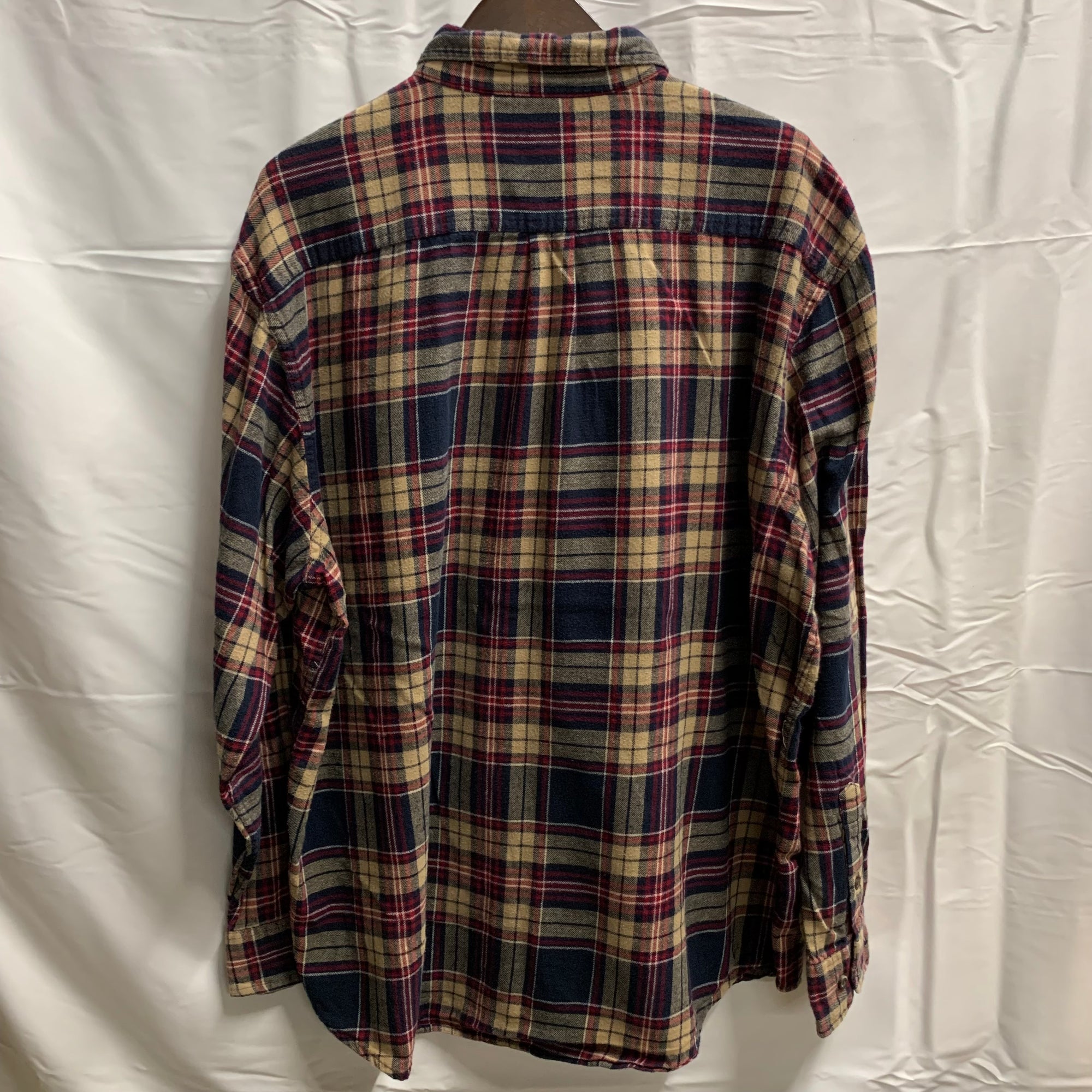 【中古】【古着】G.H.BASS&CO. チェック シャツ ネイビー×アイボリー×レッド XLサイズ