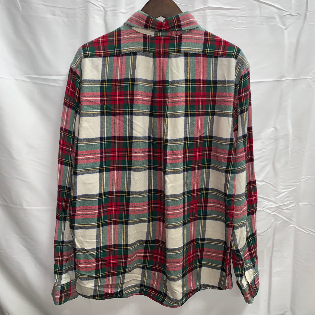 【中古】【古着】Brooks Brothers チェック L/S フランネルシャツ グリーン×レッド×ホワイト Lサイズ
