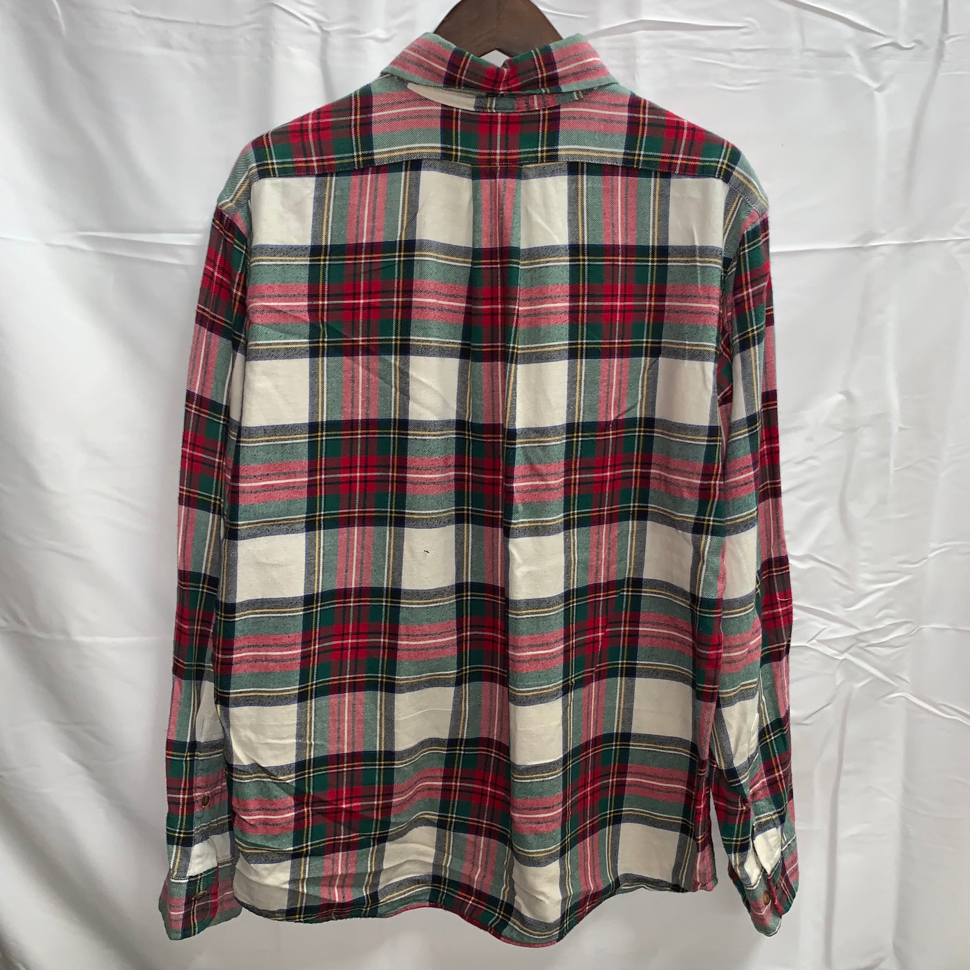 【中古】【古着】Brooks Brothers チェック L/S フランネルシャツ グリーン×レッド×ホワイト Lサイズ