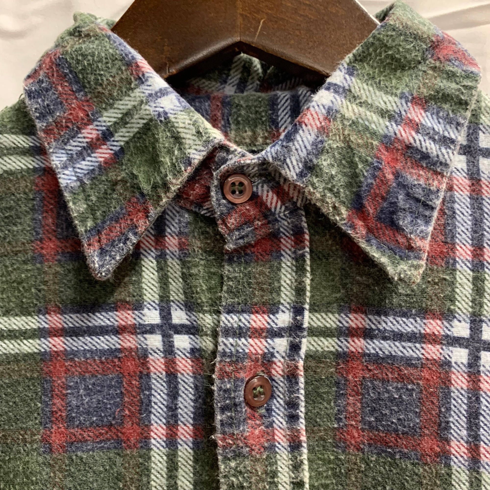 【中古】【古着】BAUM COUNTRY チェック L/S フランネルシャツ グリーン×ネイビー×レッド Lサイズ