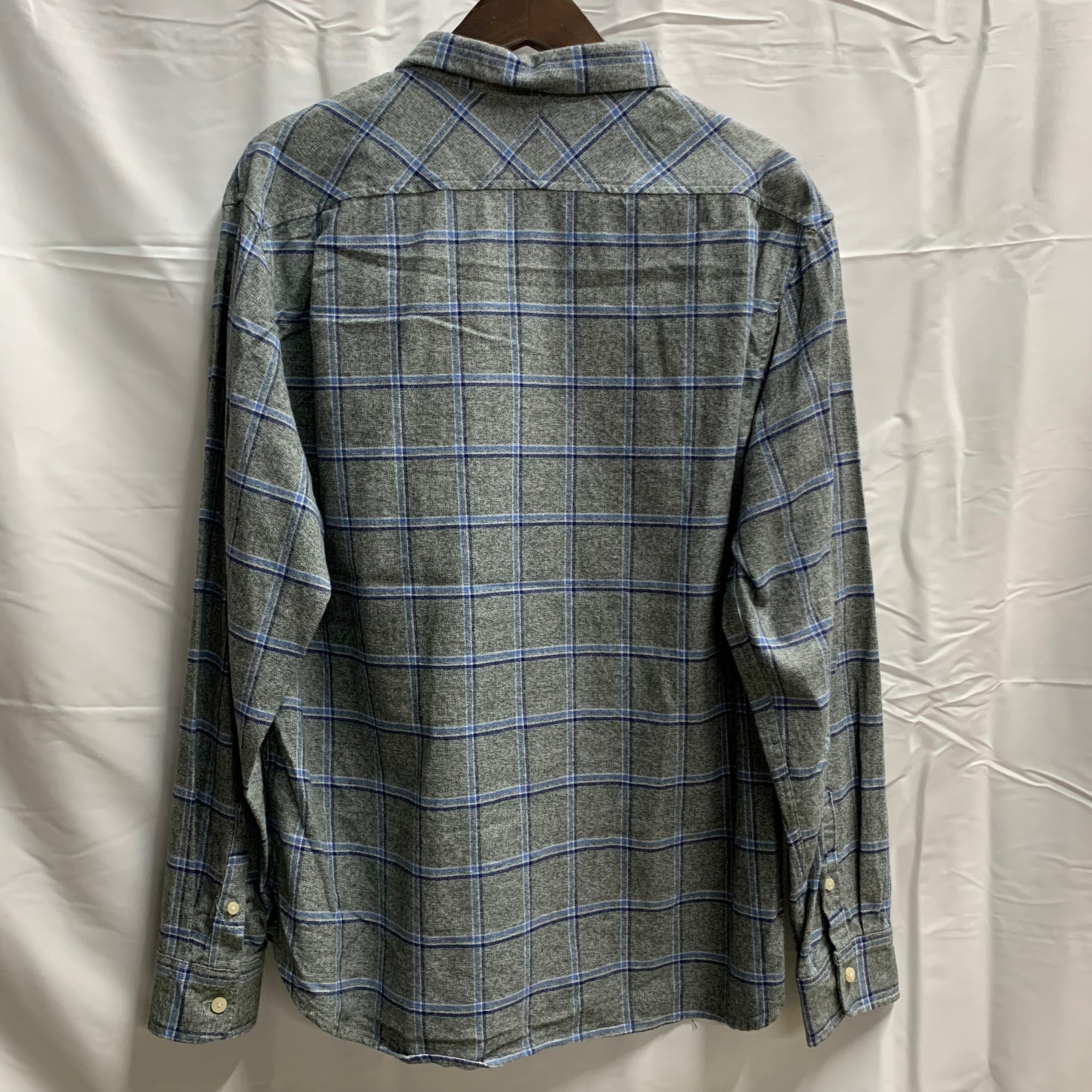 【中古】【古着】JACHS NY チェック シャツ グレー×ブルー×ホワイト Lサイズ