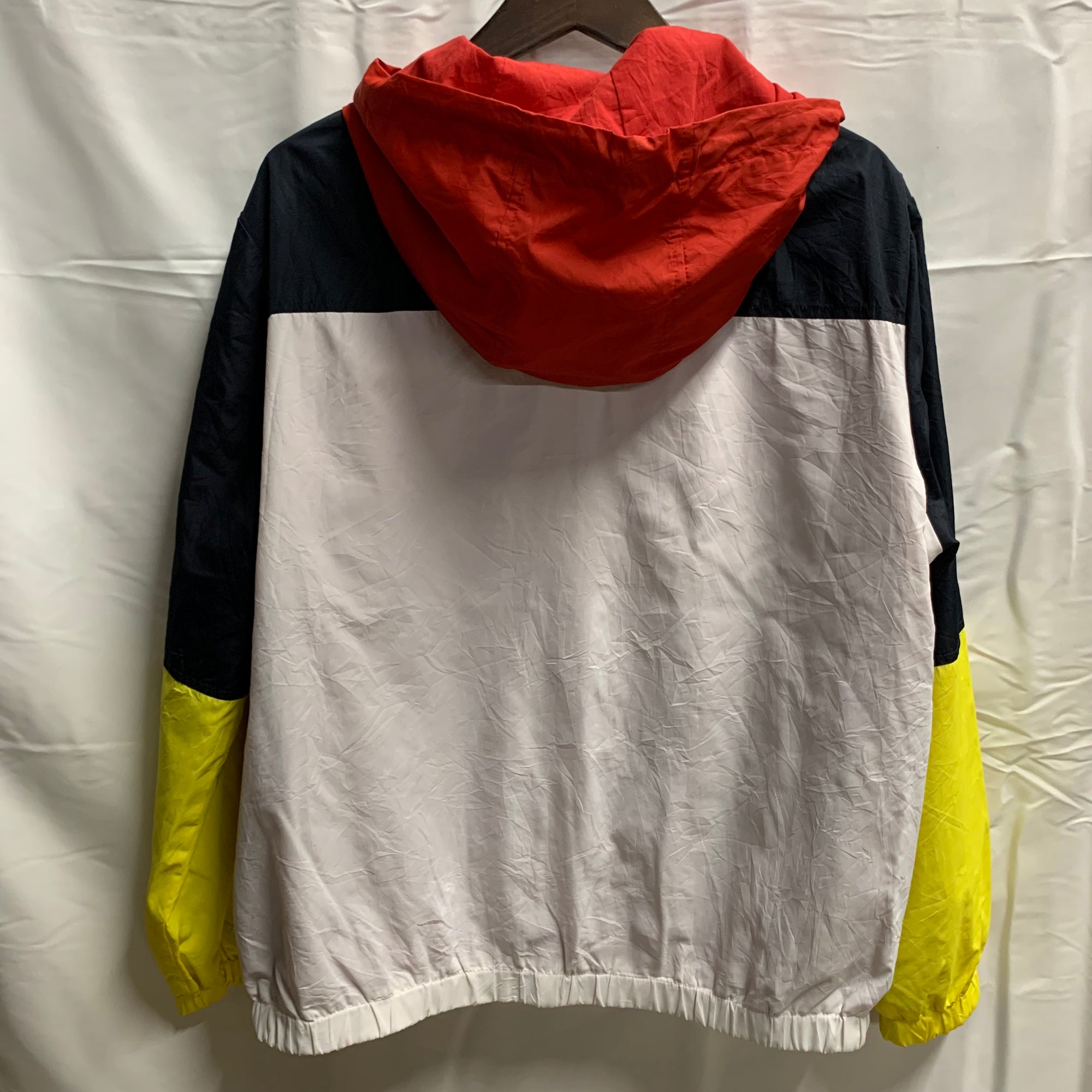 【中古】【古着】TOPSHOP カラーブロック ナイロンフルジップジャケット ブラック×ホワイト×イエロー Mサイズ