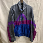 【中古】【古着】Athletic Works カラーブロック ナイロンフルジップジャケット グレー×パープル×ブルー Lサイズ
