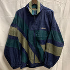 【中古】【古着】BROOKS カラーブロック ナイロンフルジップジャケット ネイビー×グリーン×オリーブ