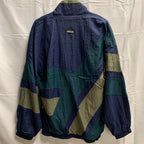 【中古】【古着】BROOKS カラーブロック ナイロンフルジップジャケット ネイビー×グリーン×オリーブ