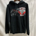 【中古】【古着】 プリント スウェットパーカー ブラック Sサイズ