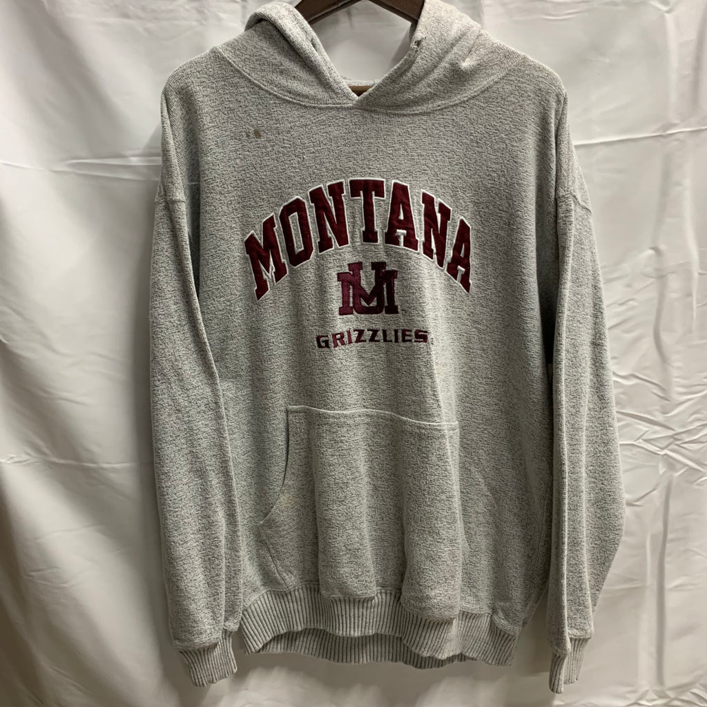 【中古】【古着】Old Varsity Brand ロゴ プルオーバーパーカー グレー Lサイズ