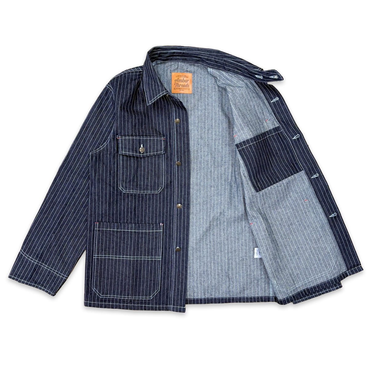 13オンス ヒッコリーデニム カバーオールジャケット/ Hickory Coverall Jacket 【Amber Threads】