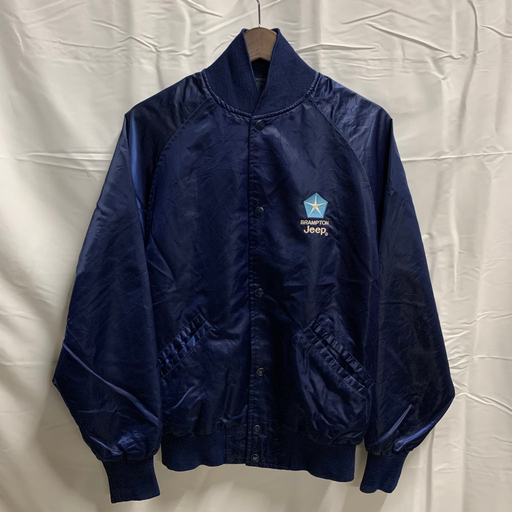 【中古】【古着】ASTRO SPORTSWEAR ワンポイント ナイロンジャケット ネイビー Mサイズ