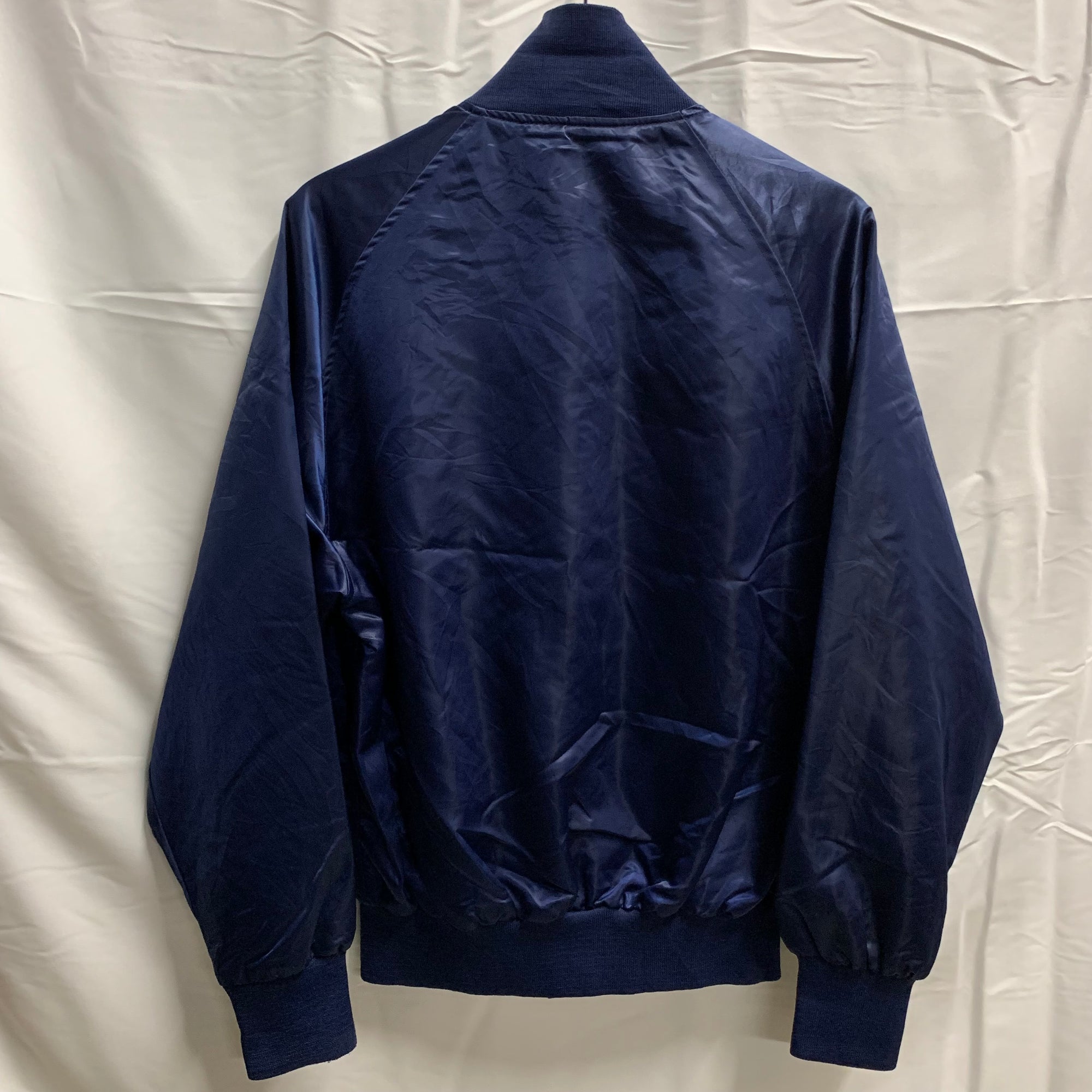 【中古】【古着】ASTRO SPORTSWEAR ワンポイント ナイロンジャケット ネイビー Mサイズ