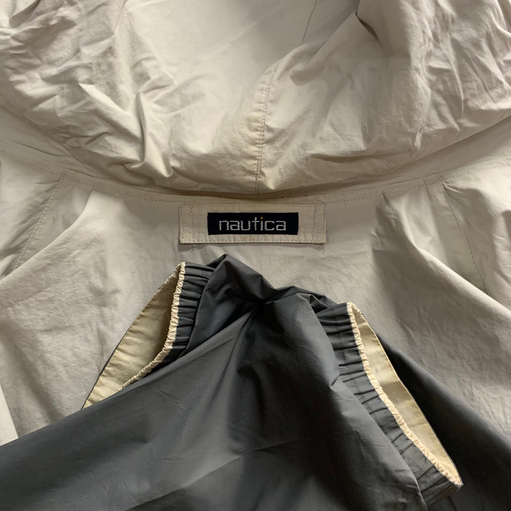 【中古】【古着】NAUTICA リバーシブル アウタージャケット グレー×ホワイト Mサイズ