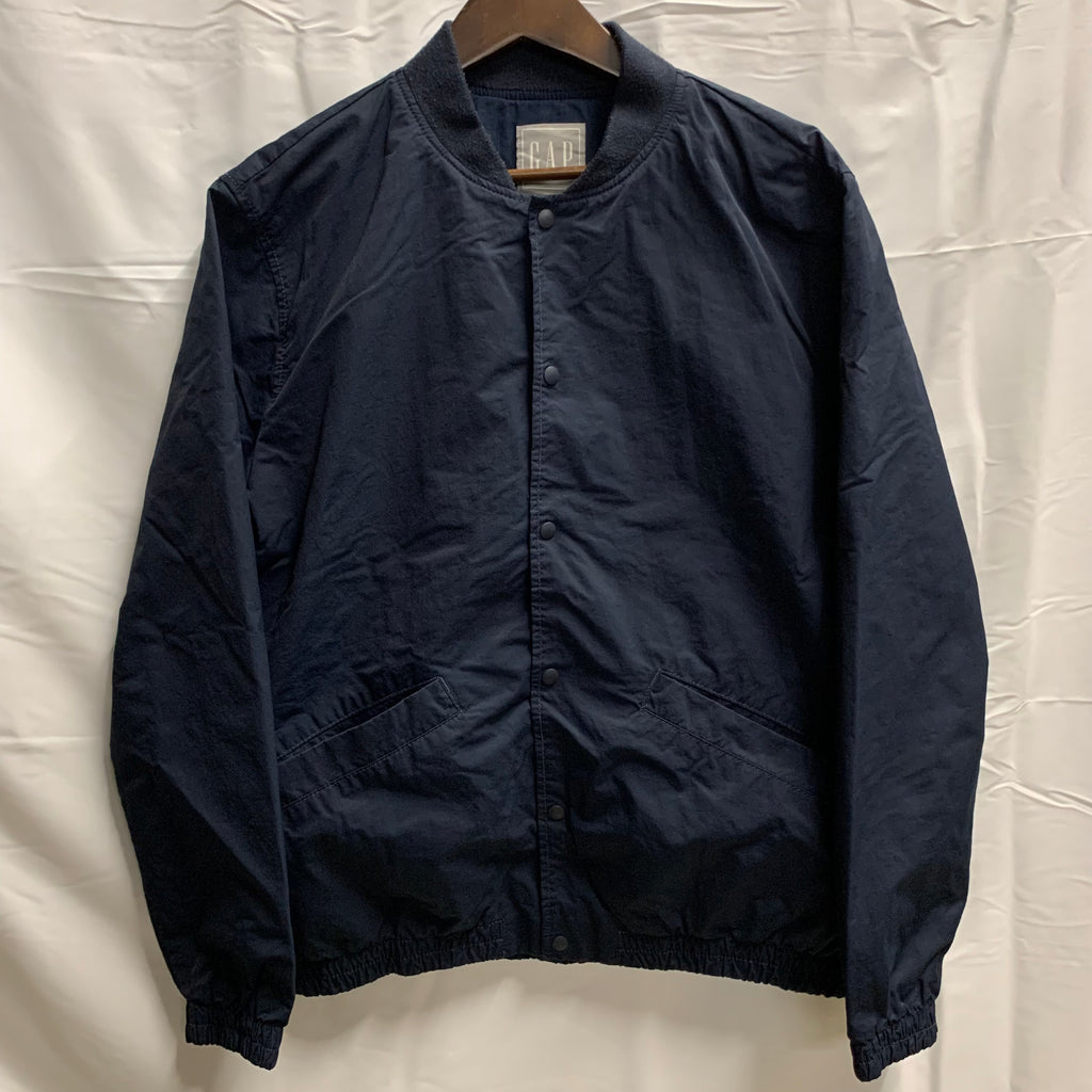 【中古】【古着】GAP 無地 ベースボールジャケット ネイビー Sサイズ