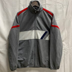 【中古】【古着】 カラーブロック ライトジャケット グレー×ホワイト×レッド Lサイズ
