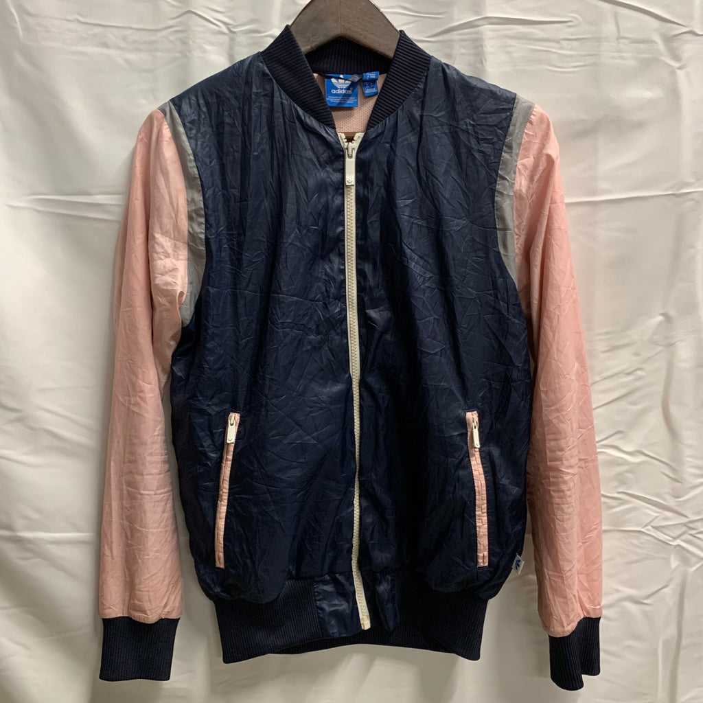 【中古】【古着】adidas カラーブロック ライトジャケット ネイビー×ピンク Lサイズ