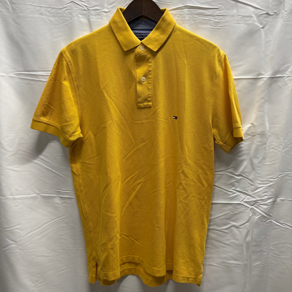 【古着】TOMMY HILFIGER ワンポイント S/S ポロシャツ イエロー Mサイズ