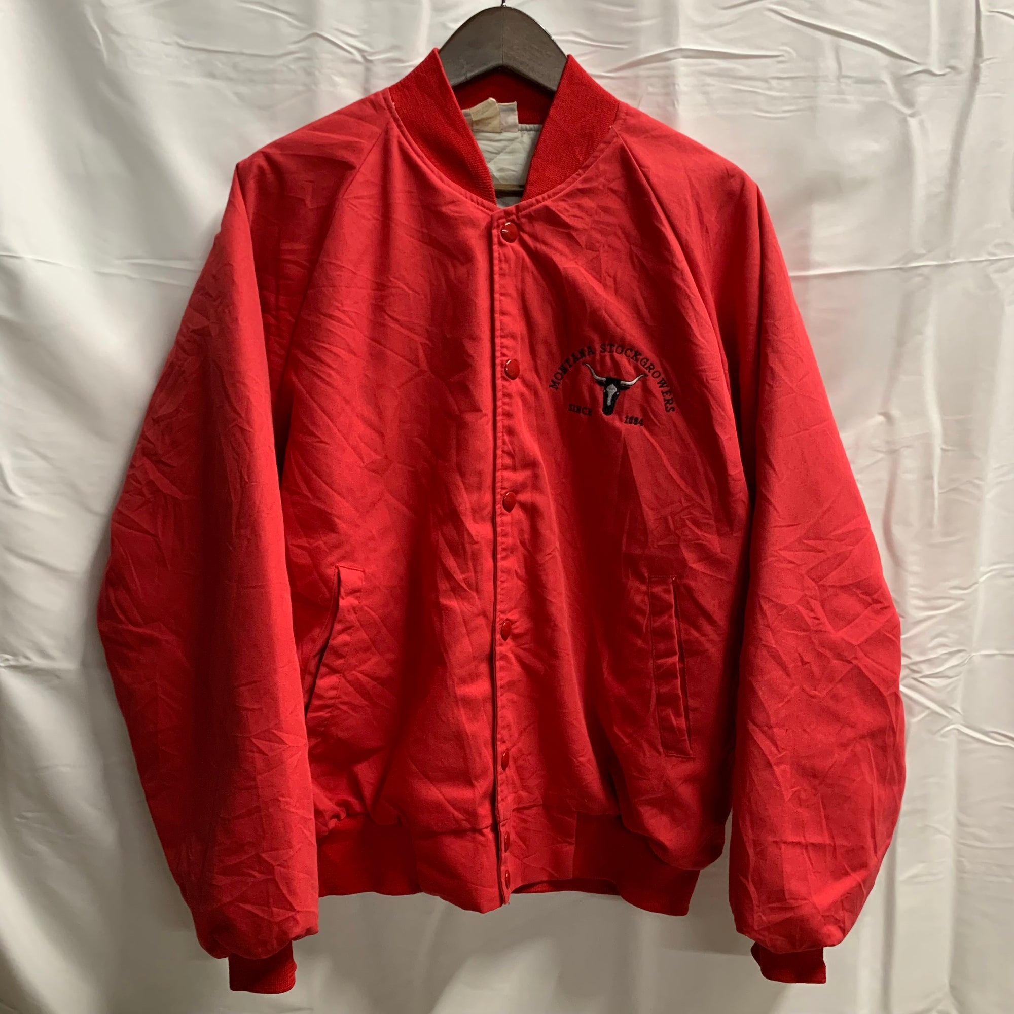 【中古】【古着】HARTWELL ロゴ ベースボールジャケット レッド