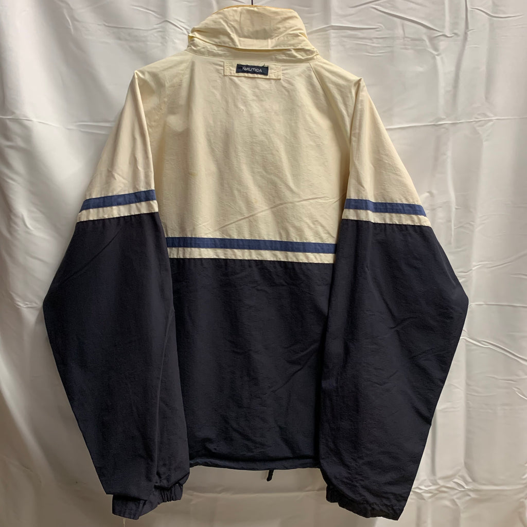 【中古】【古着】NAUTICA リバーシブル フルジップジャケット ネイビー×ホワイト＆イエロー XXLサイズ