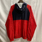 【中古】【古着】PUMA ロゴ フルジップジャケット レッド×ホワイト×ネイビー XLサイズ