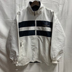 【中古】【古着】ロゴ フルジップジャケット ホワイト×ブラック XSサイズ