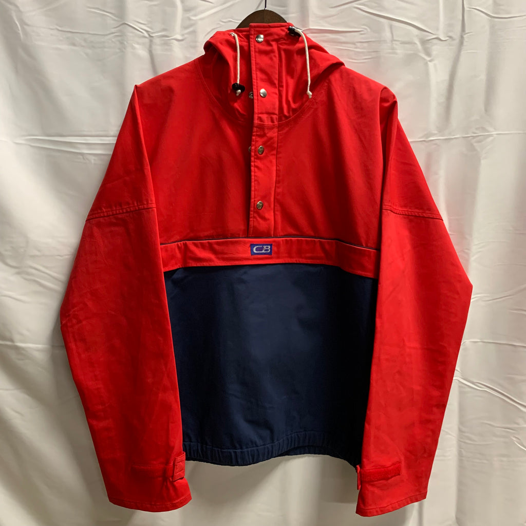 【中古】【古着】CB-Sports ロゴ ナイロンアノラックジャケット レッド×ネイビー×ホワイト Mサイズ