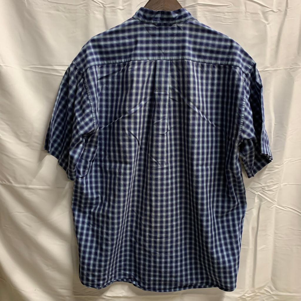 【中古】【古着】TOMMY HILFIGER チェック  ネイビーブルー×ターコイズ×ホワイト Lサイズ