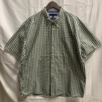 【中古】【古着】TOMMY HILFIGER チェック シャツ グリーン×ホワイト XXLサイズ