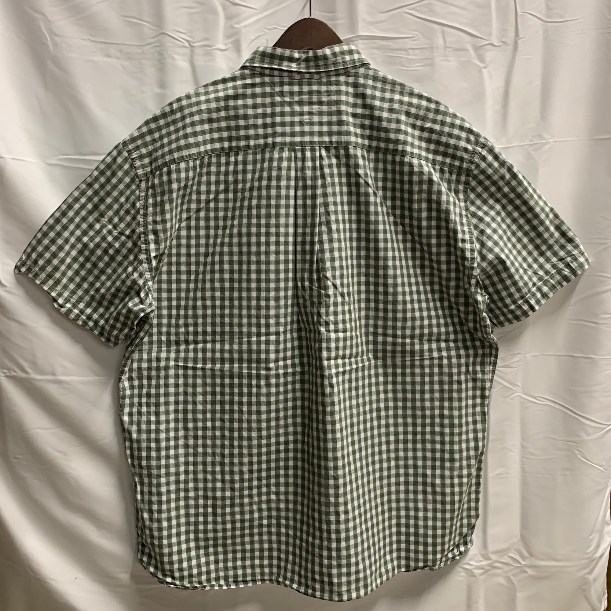 【中古】【古着】TOMMY HILFIGER チェック シャツ グリーン×ホワイト XXLサイズ