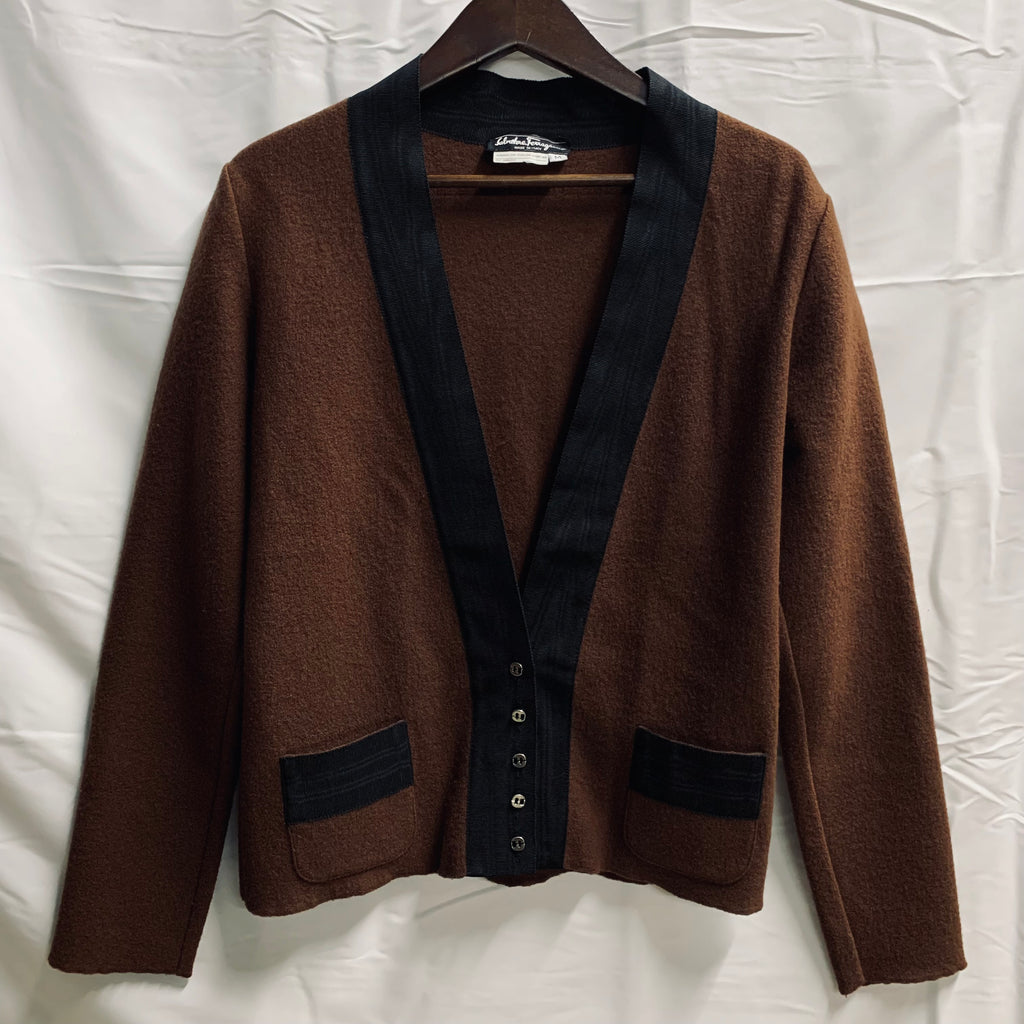【古着】SalvaoreFerragamo 無地 トップス ブラウン×ブラック Mサイズ