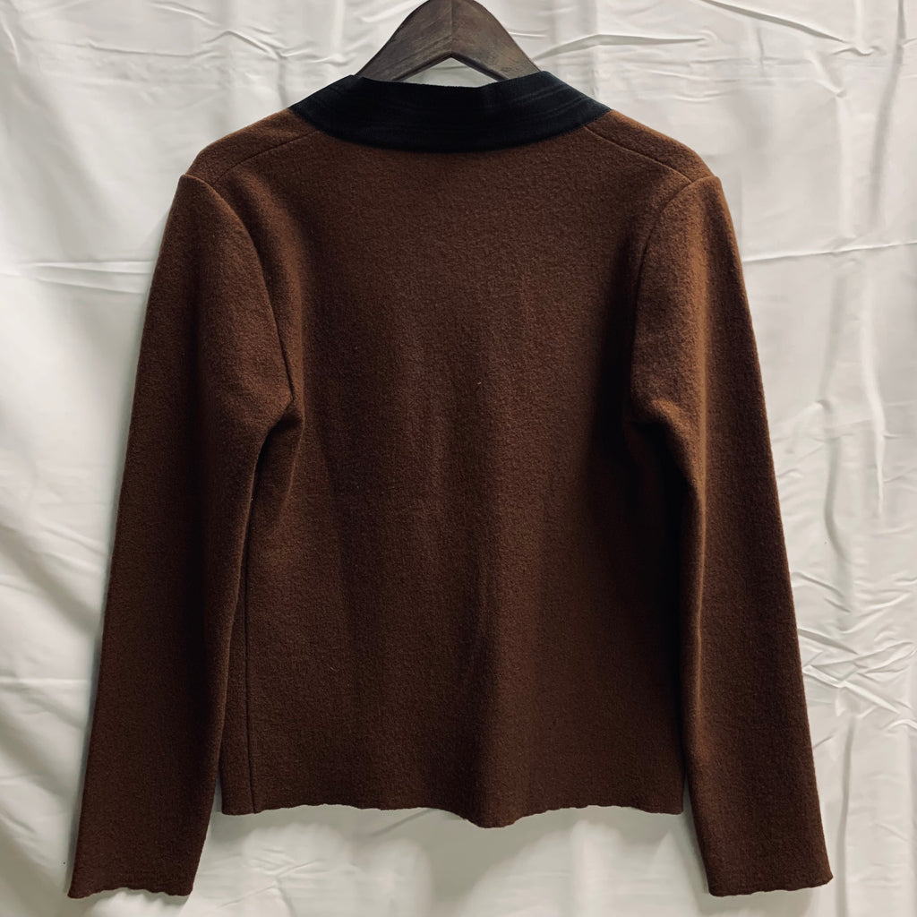 【中古】【古着】SalvaoreFerragamo 無地 トップス ブラウン×ブラック Mサイズ
