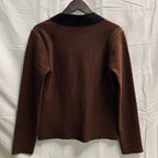 【中古】【古着】SalvaoreFerragamo 無地 トップス ブラウン×ブラック Mサイズ