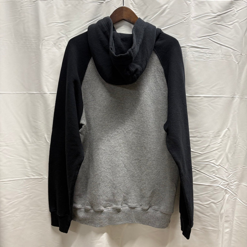 【古着】RUSSELL ATHLETIC プリント プルオーバーパーカー グレー×ブラック