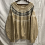 【中古】【古着】Weatherproof Vintage 柄 ニット アイボリー×ホワイト×グレー 3XLサイズ