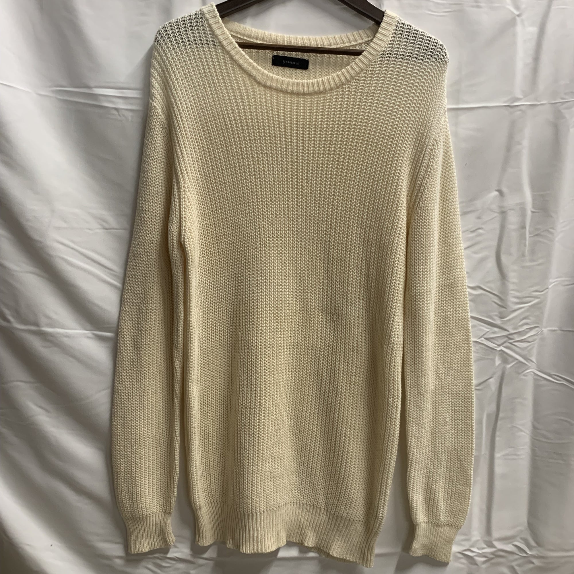 【中古】【古着】RAGEBLUE 無地 ニット アイボリー Mサイズ