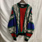 【中古】【古着】Carlo Colucci マルチボーダー ３Dニット レッド×グレー×ブルー