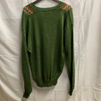 【中古】【古着】柄 ニット グリーン×レッド×ホワイト