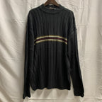 【中古】【古着】CANDA マルチボーダー ニット ブラック×ホワイト×レッド XLサイズ