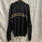 【中古】【古着】CANDA マルチボーダー ニット ブラック×ホワイト×レッド XLサイズ