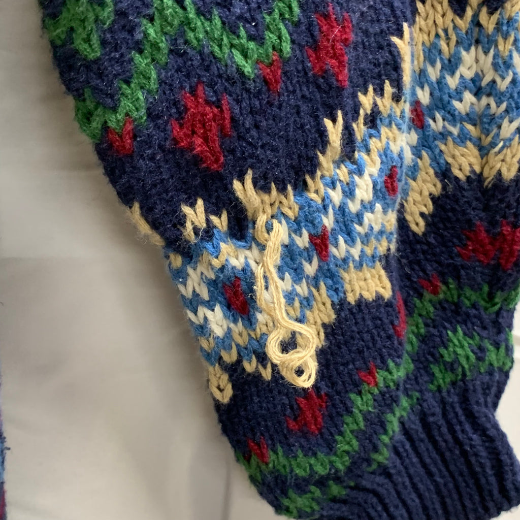 【中古】【古着】AEROPOSTALE 柄 ニット ネイビー×ブルー×レッド XLサイズ