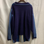 【中古】【古着】マルチボーダー ニット ネイビー×ブルー×ホワイト Mサイズ
