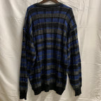 【中古】【古着】Corlo Colucci 柄 ニット ブラック×グレー×ブルー