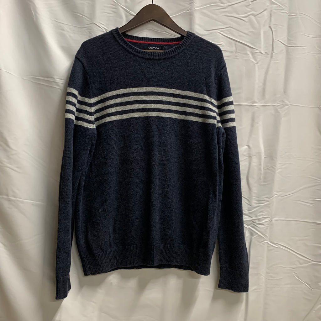 【中古】【古着】NAUTICA ボーダー ニット ネイビー×ホワイト Lサイズ