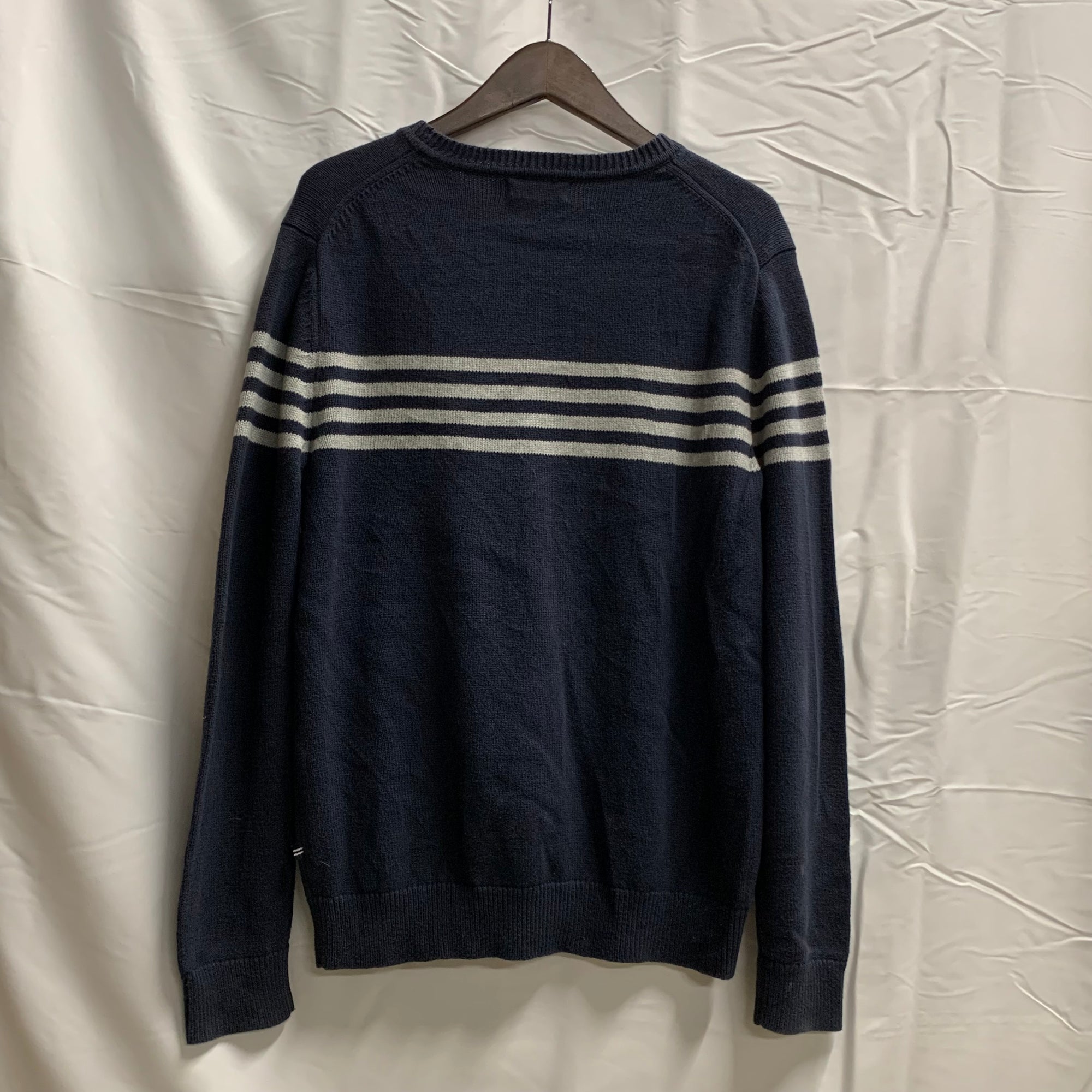 【中古】【古着】NAUTICA ボーダー ニット ネイビー×ホワイト Lサイズ
