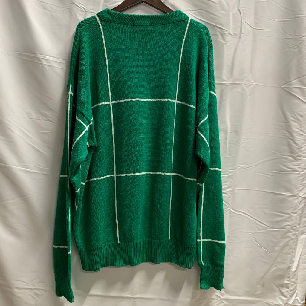 【中古】【古着】NAUTICA 柄 ニット グリーン×ホワイト
