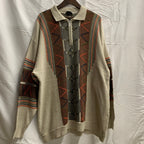 【中古】【古着】UMBERTO ROSETTI  柄 ニット アイボリー×オレンジ