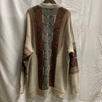 【中古】【古着】UMBERTO ROSETTI  柄 ニット アイボリー×オレンジ