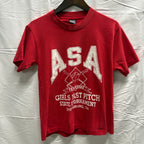 【中古】【古着】FRUIT OF THE ROOM プリント S/S カットソー レッド Lサイズ