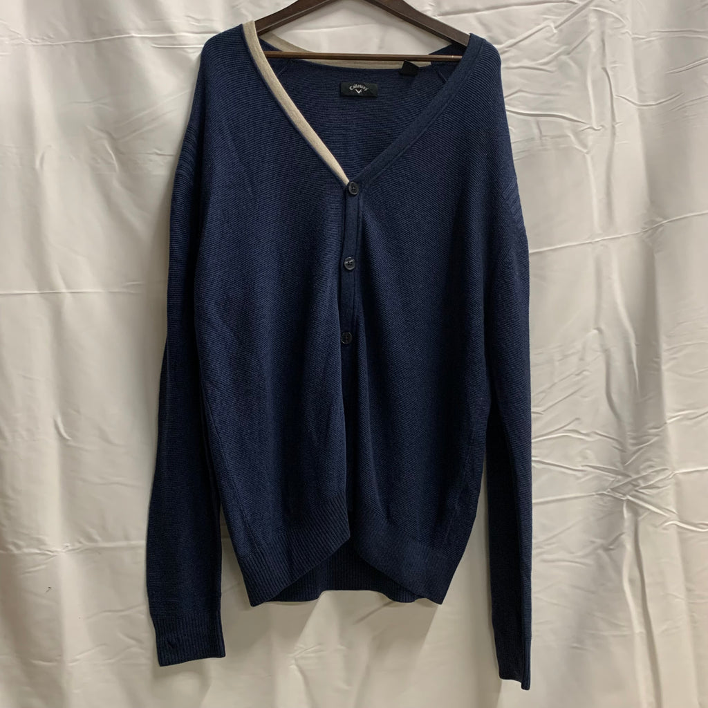 【中古】【古着】Callaway 無地 カーディガン ネイビー XLサイズ