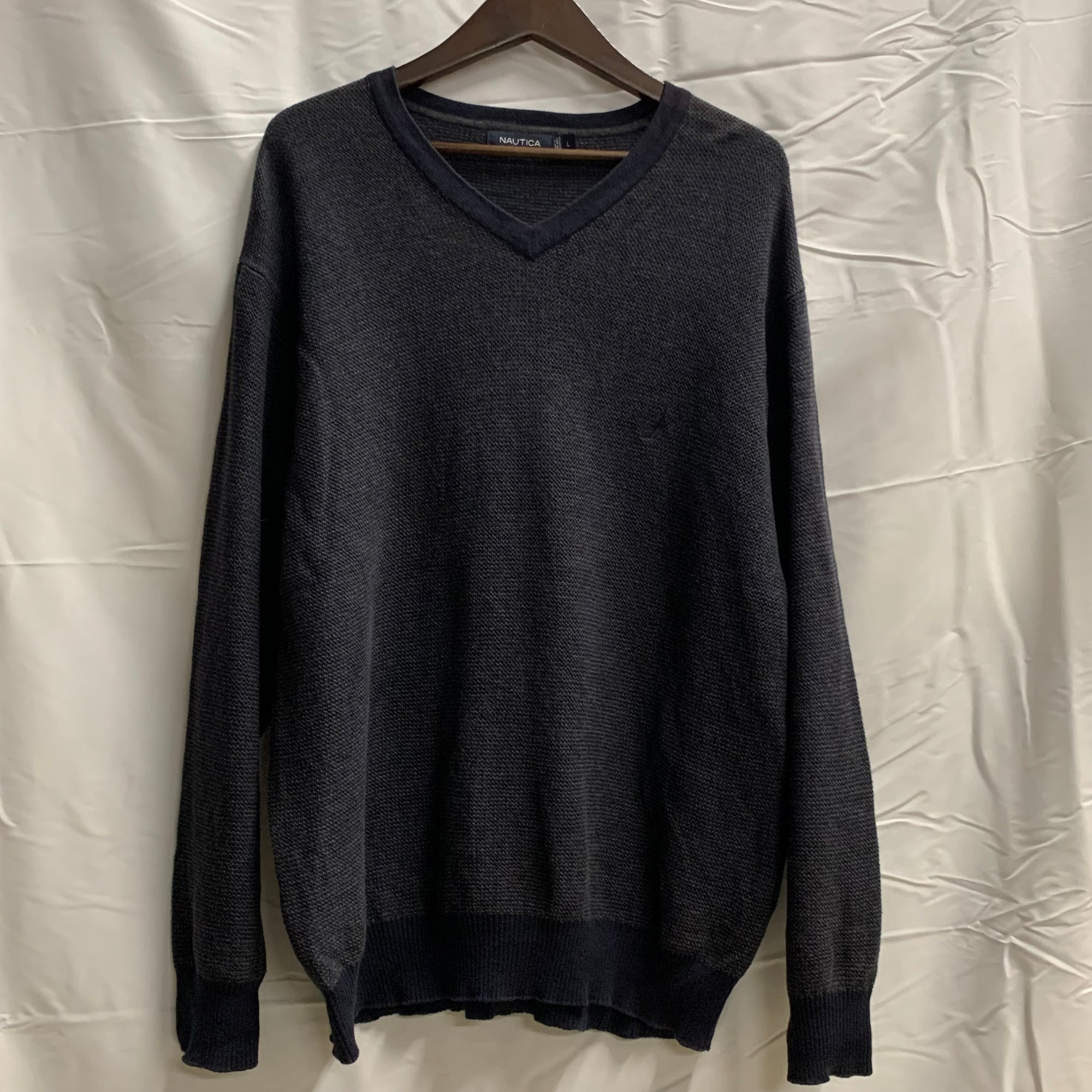 【中古】【古着】NAUTICA ワンポイント ニット ブラック Lサイズ